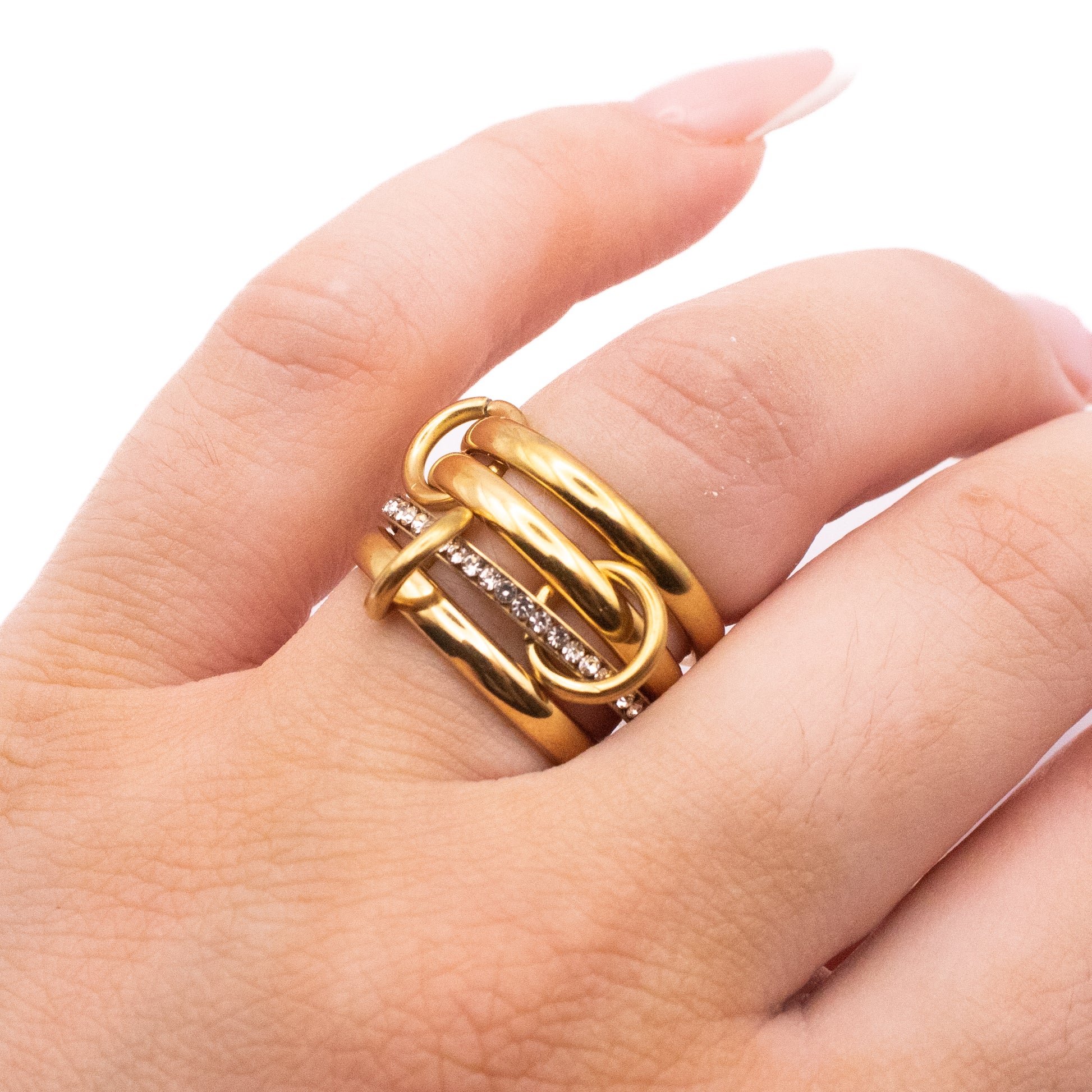 GOLD RING STACK ZIRCONI