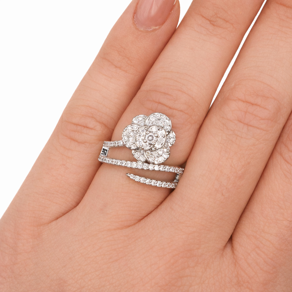 ANELLO CAMELIA PAVÈ